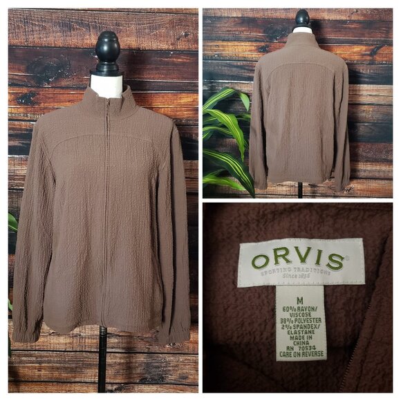 NWOT Orvis Medium Lightweight Full Zip Jacket Rayon Crepe Textured Bungee Waist - Picture 1 of 12
